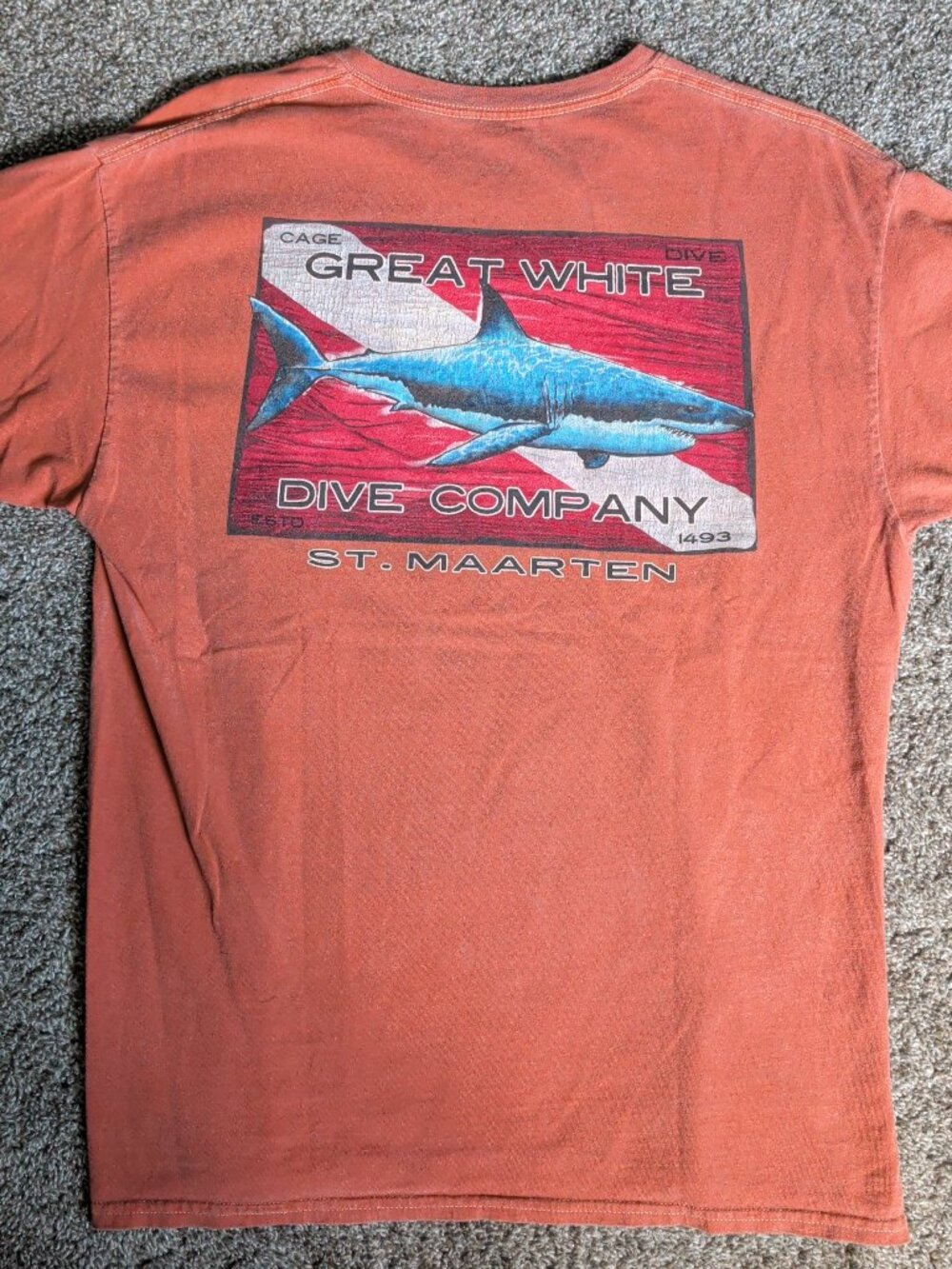 Cage Dive Great White Dice Company St. Marten Sz. Large Orange Short Sleeve